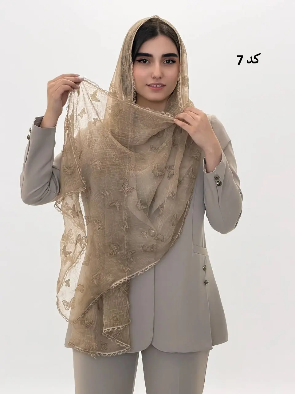 6874-شال حریر پروانه